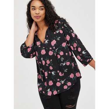 Other Torrid 1X Floral & Bird Print Georgette Bow 