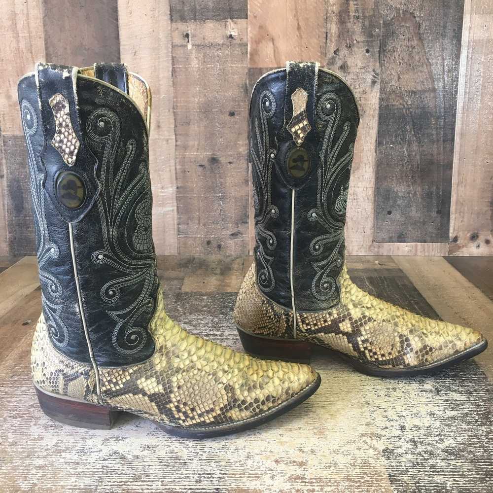 Vintage Joe Boots Arles Vtg Snakeskin Cowboy Boot… - image 11