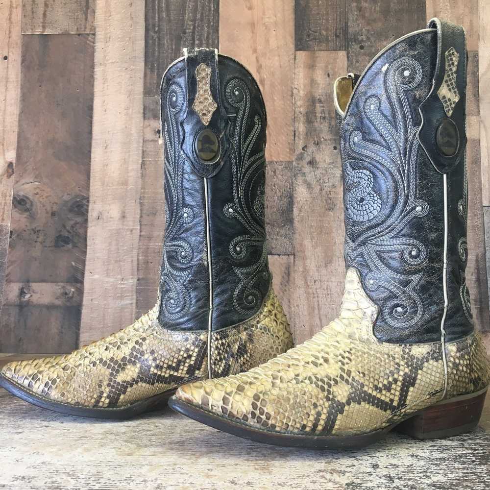 Vintage Joe Boots Arles Vtg Snakeskin Cowboy Boot… - image 1