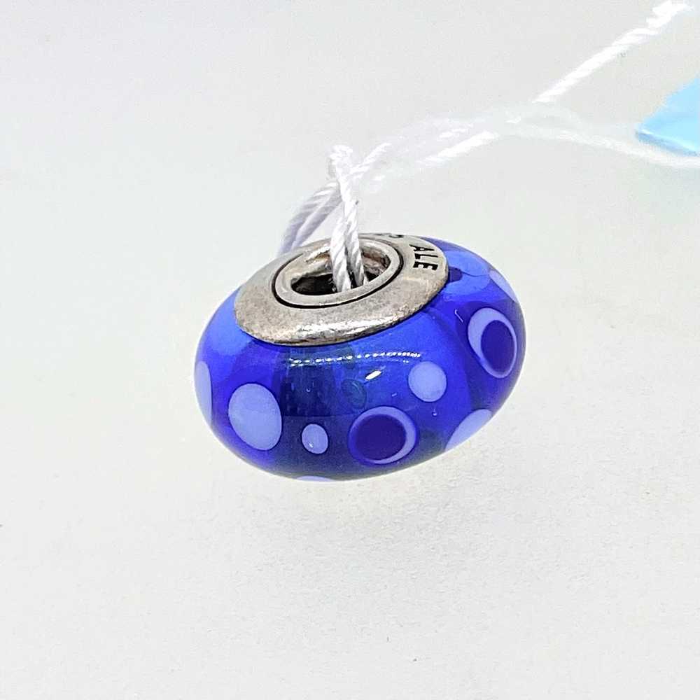 Retired Pandora Blue Bubbles Murano Glass Bead Ch… - image 2