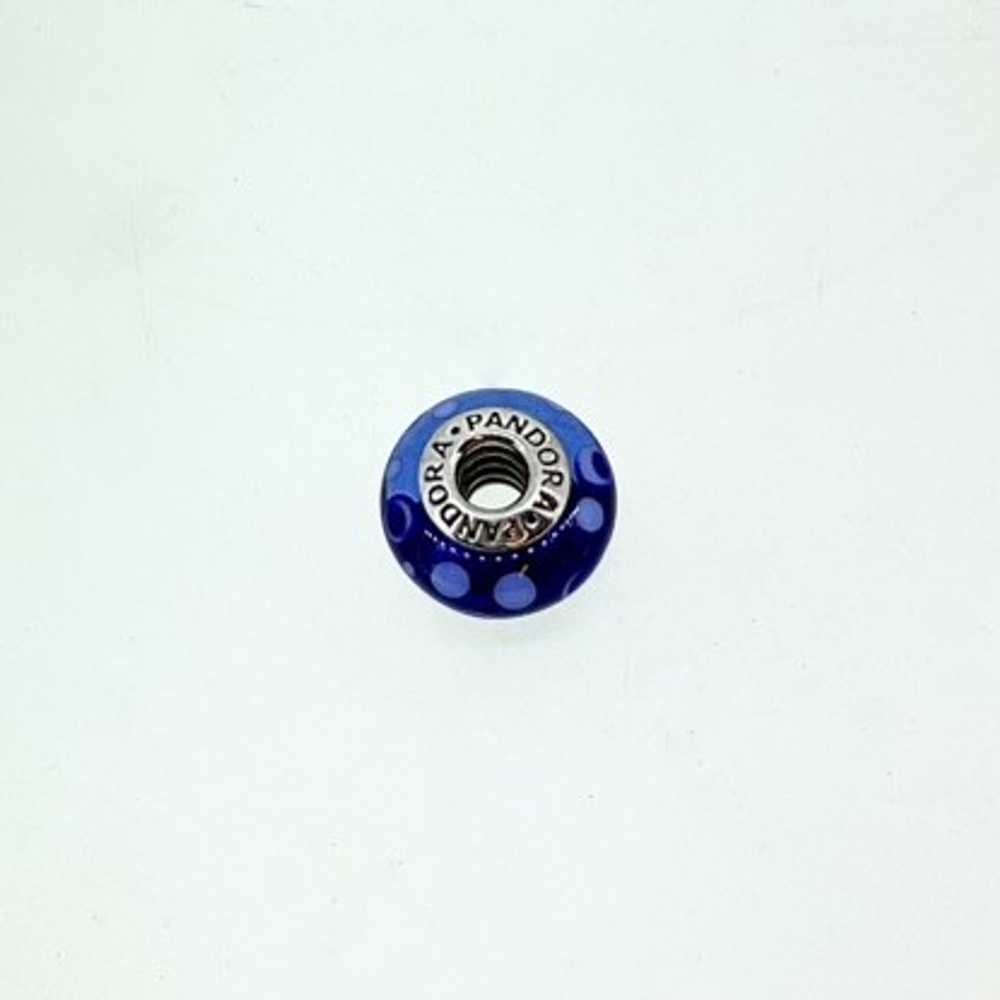 Retired Pandora Blue Bubbles Murano Glass Bead Ch… - image 4