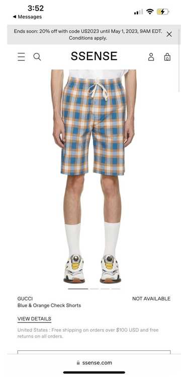 Gucci Yellow and blue plaid cotton shorts
