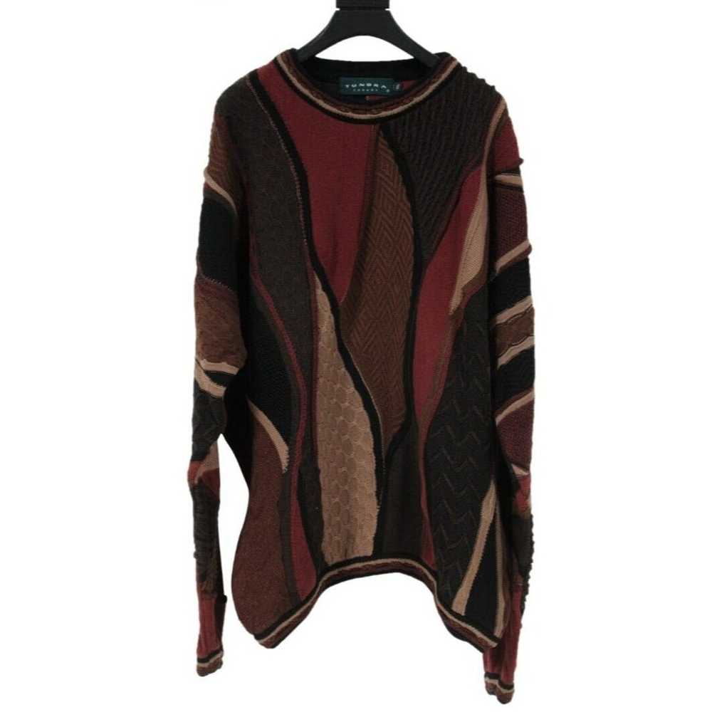 Tundra Canada Vintage Sweater Red Brown Cotton - image 1