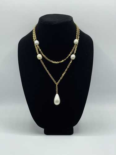 Buy Vintage Chanel Faux Pearl Necklace With CC Rhinestones Online