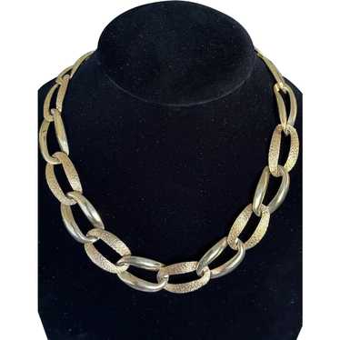 Napier Brushed and Smooth Gold Tone Link Necklace
