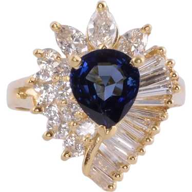 Pear Sapphire Diamond Ring