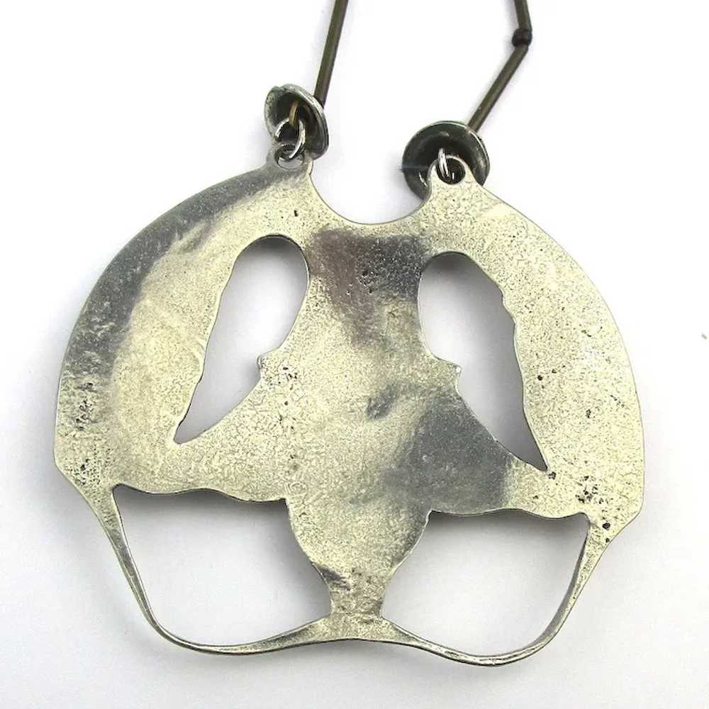 Antique Art Nouveau Silvered Necklace - Tube Chai… - image 3