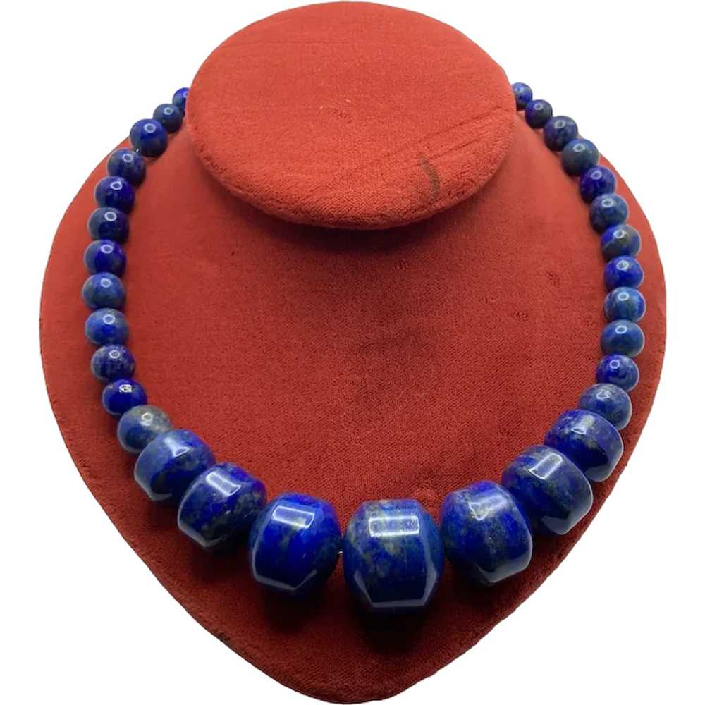 Beautiful Chinese Polished Lapis Bead Necklace - image 1