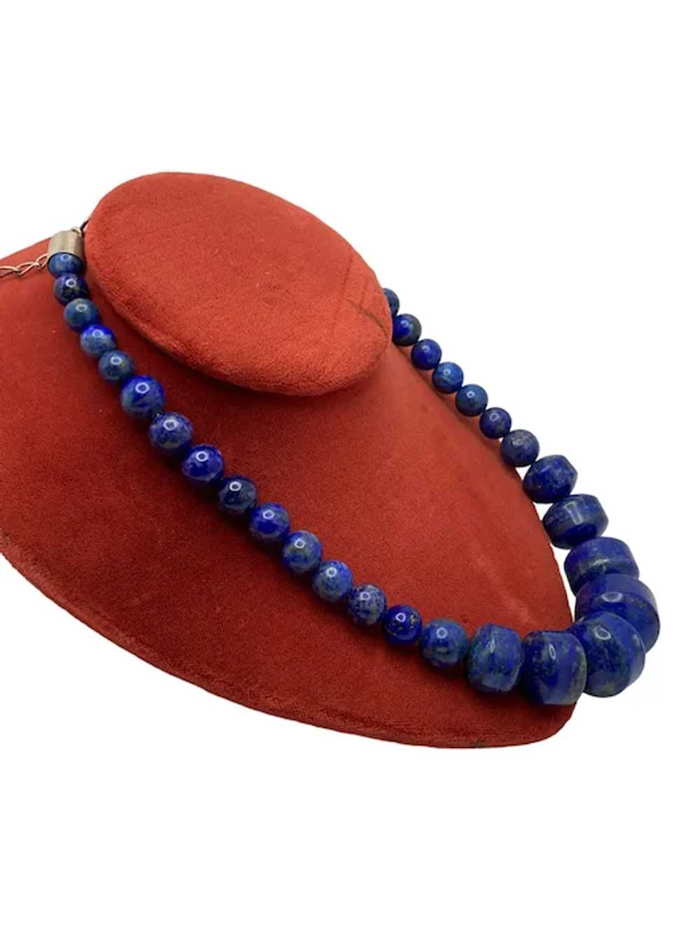 Beautiful Chinese Polished Lapis Bead Necklace - image 3