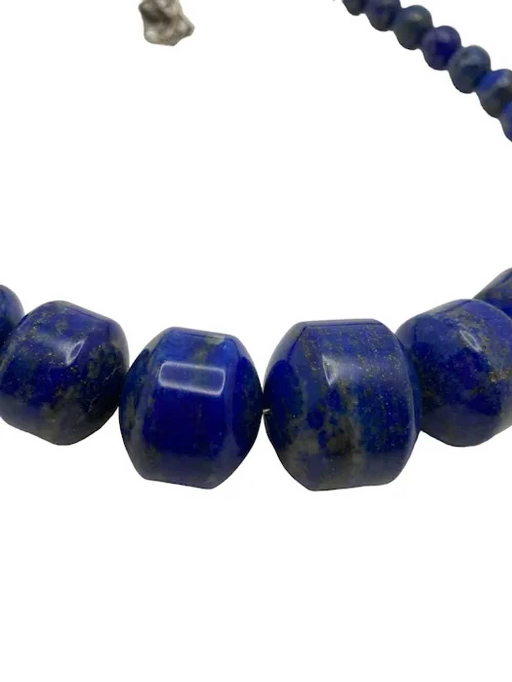 Beautiful Chinese Polished Lapis Bead Necklace - image 6