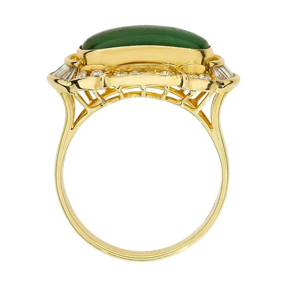 18K Yellow Gold Jadeite & Diamond Halo Ring - image 4