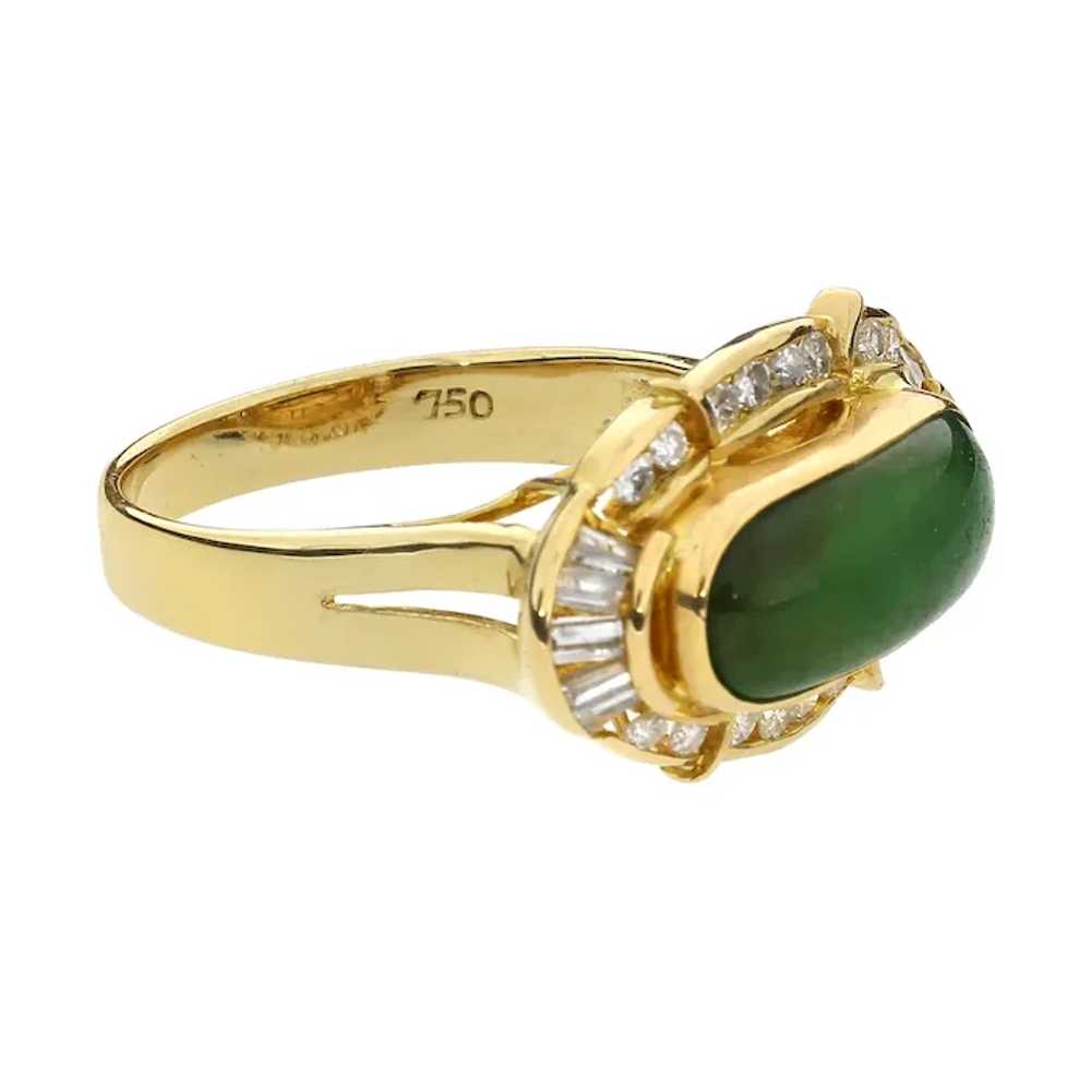 18K Yellow Gold Jadeite & Diamond Halo Ring - image 5