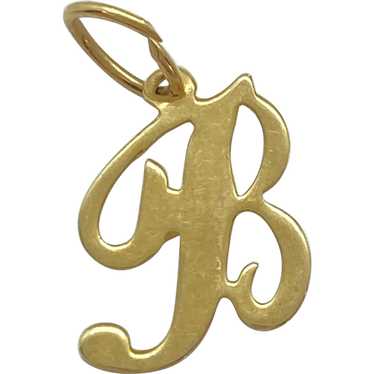 Letter / Initial B Vintage Pendant Charm 14K Gold… - image 1