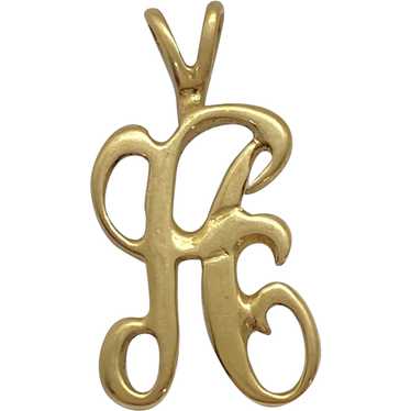 Letter B Vintage Charm 14K Gold Script Font Initial, Monogram