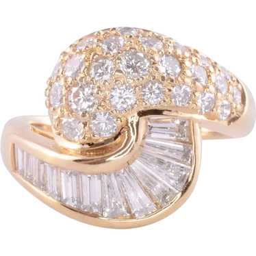 Bypass Style Diamond Yellow Gold Ring