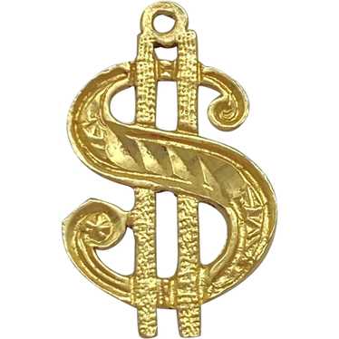 Dollar Sign $ Vintage Charm 14K Gold, Money, Curr… - image 1