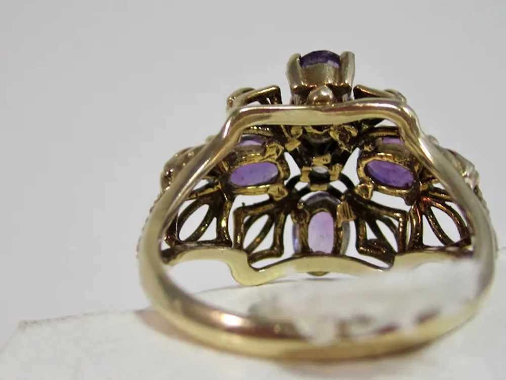 Vintage Estate 1940's Amethyst & Diamond Ring 14K - image 9