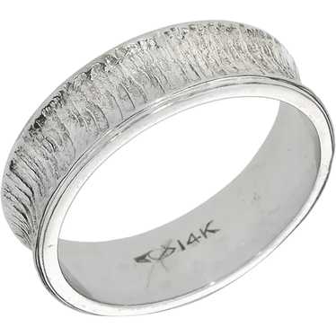 Vintage 14K White Gold Concave Natural Textured Ba