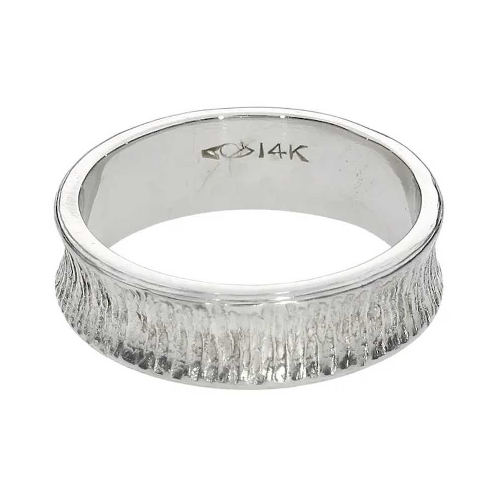 Vintage 14K White Gold Concave Natural Textured B… - image 4