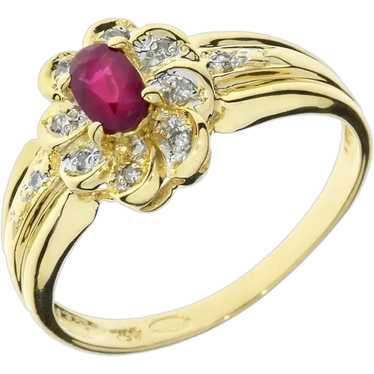 18K Yellow Gold .41ct Ruby & Diamond Halo Ring