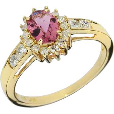 14K Yellow Gold .85ct Pink Tourmaline & Diamond Ha