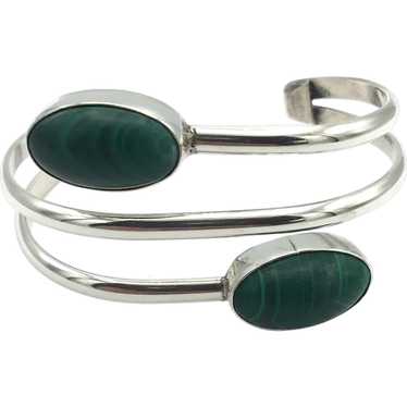 Sterling Silver Malachite Bangle Bracelet