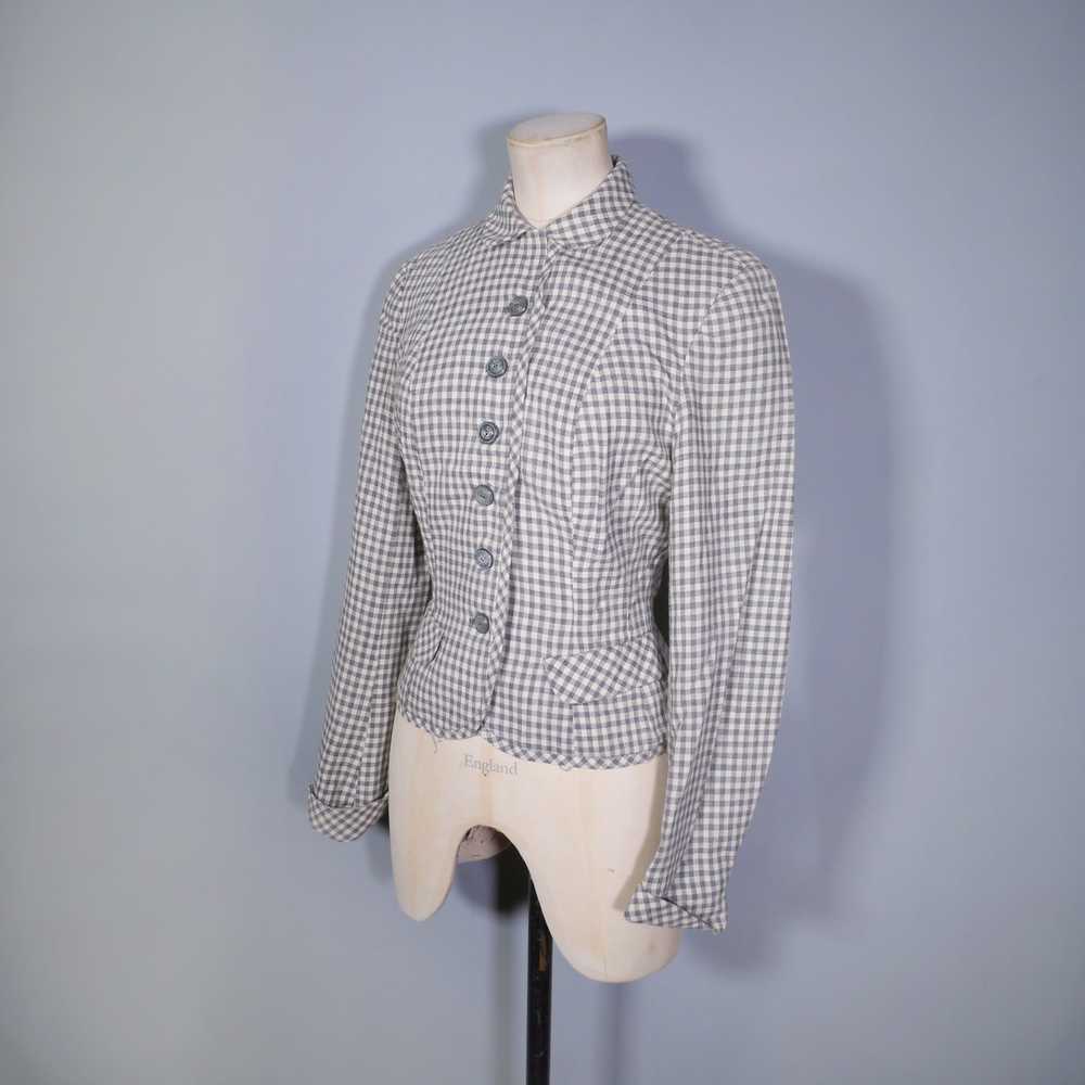 50s BOBBIE BROOKS LIGHTWEIGHT CREAM AND GREY CHEC… - image 7