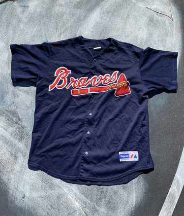 Atlanta Braves MLB Majestic Jersey Made in USA Dark Blue Mens Sz XL Vintage  Sewn
