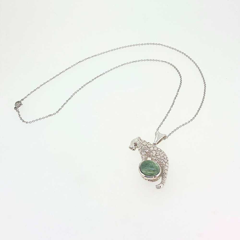 Karis Sterling Silver Malachite Jaguar Necklace - image 2