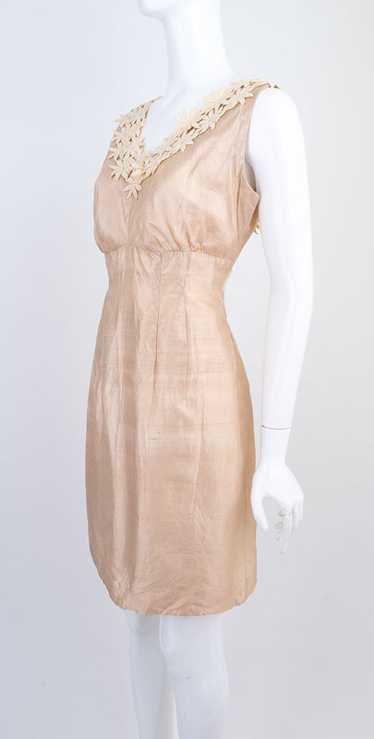 Pale Gold 1960s Silk Dress