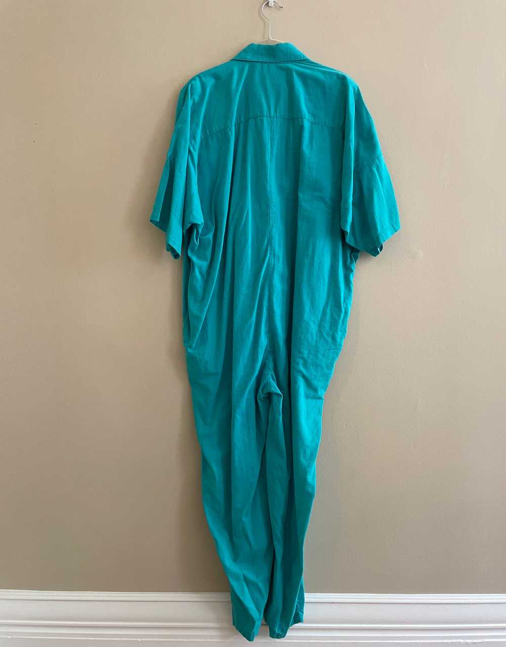 1990’s | Norma Kamali | Turquoise Jumpsuit - image 6