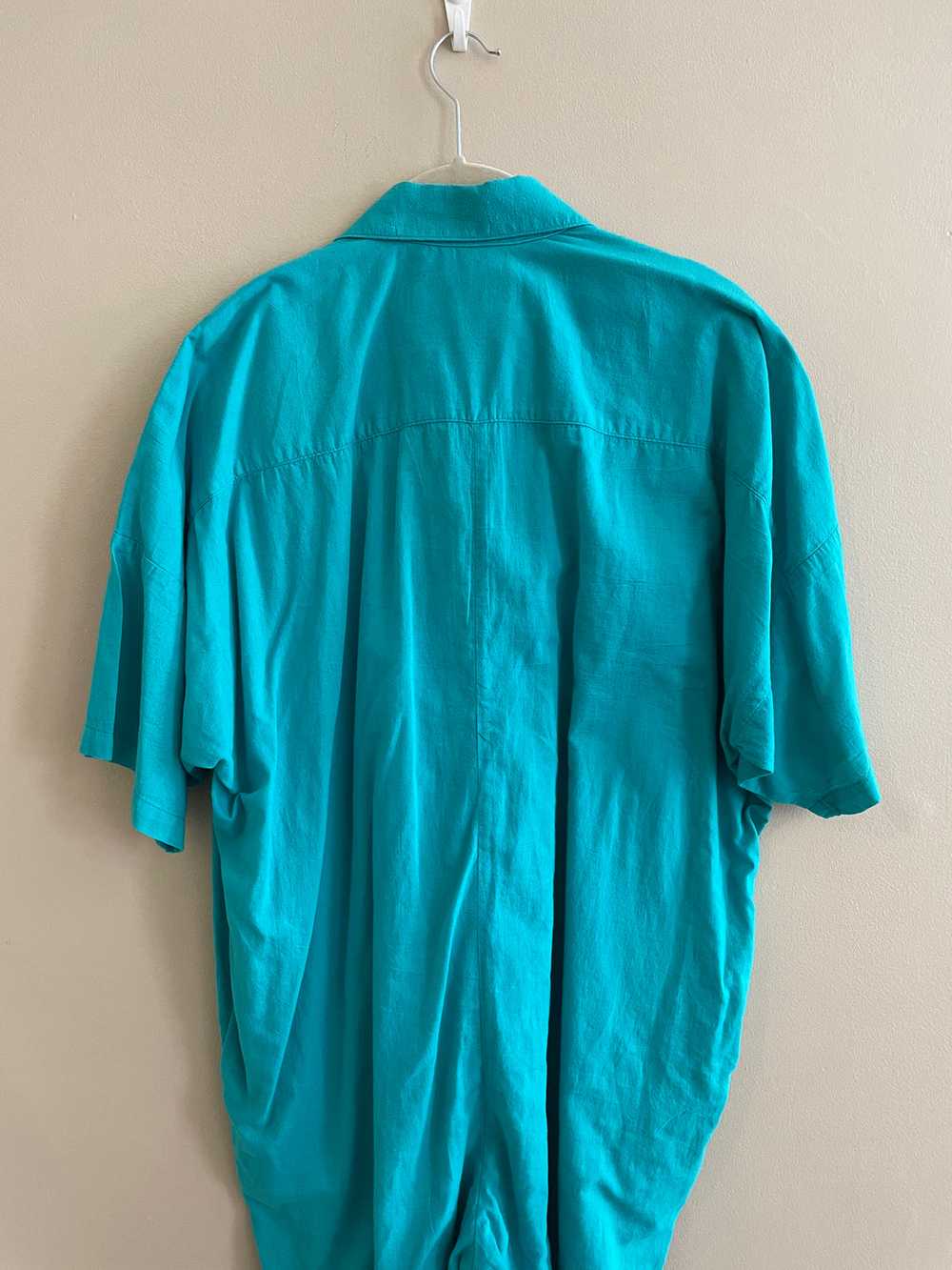 1990’s | Norma Kamali | Turquoise Jumpsuit - image 7