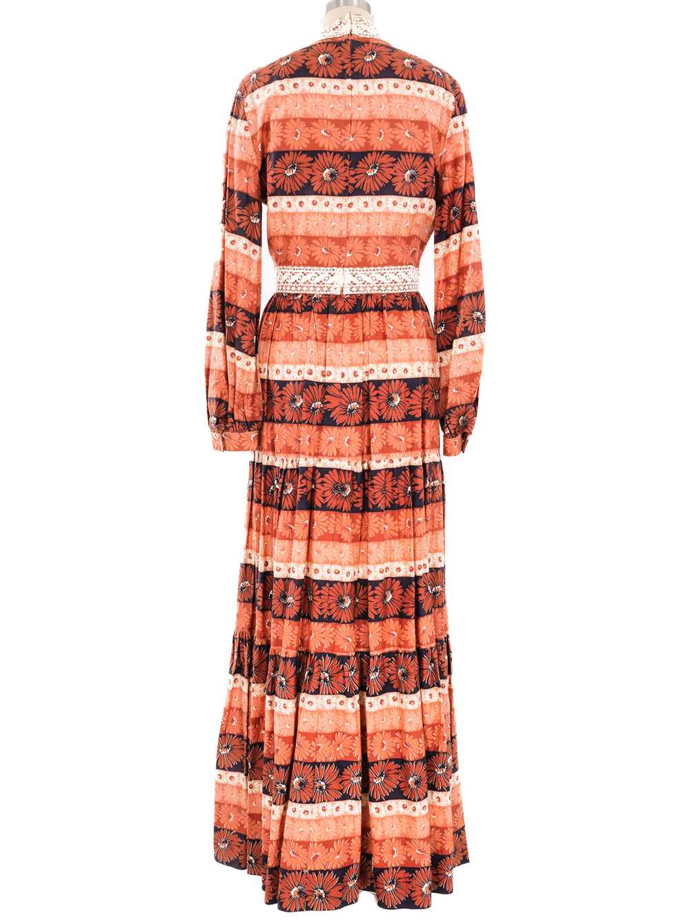 Victor Costa Lace Trimmed Floral Maxi Dress - image 4