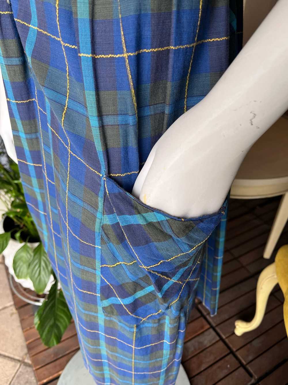 1950s Blue Plaid Dress - image 10