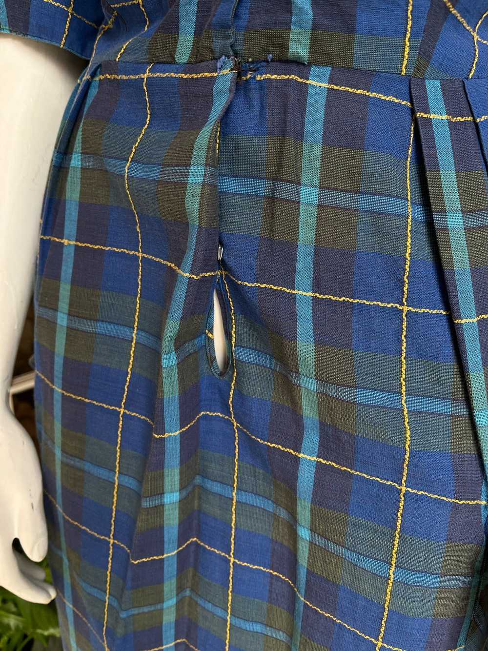 1950s Blue Plaid Dress - image 8