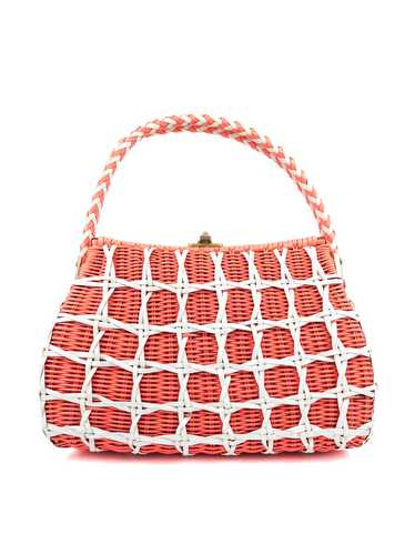 Coral Wicker Woven Basket Bag