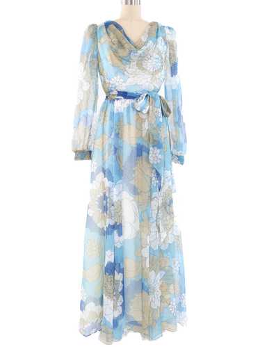 Floral Printed Chiffon Maxi Dress