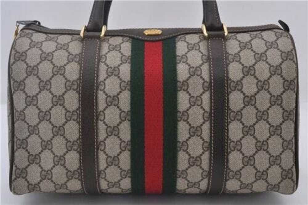 Gucci GUCCI Web Sherry Line Hand Boston Bag GG PV… - image 1