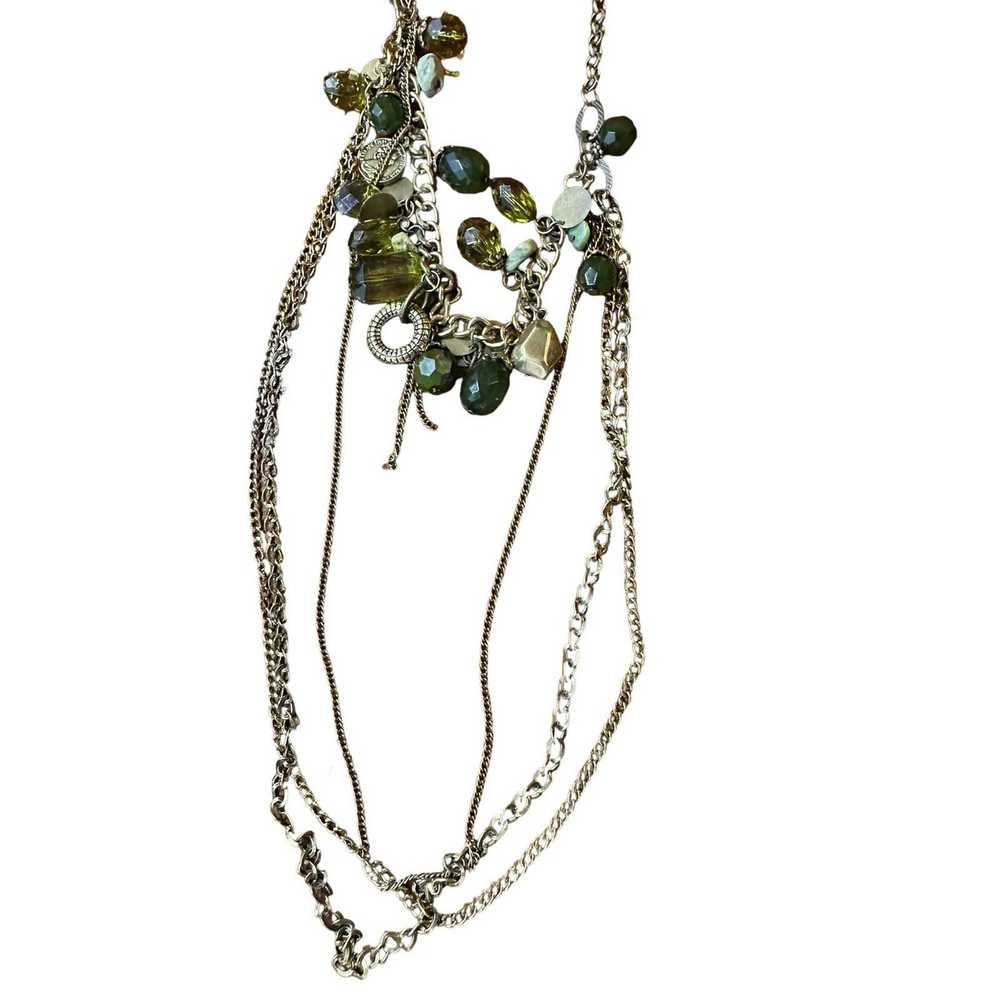 Vintage Multi Chain, Multi Layer Gold Tone & Gree… - image 3