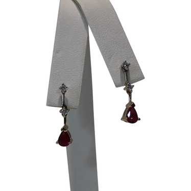 Ruby and Diamond Dangle Earrings, 14Kt YG