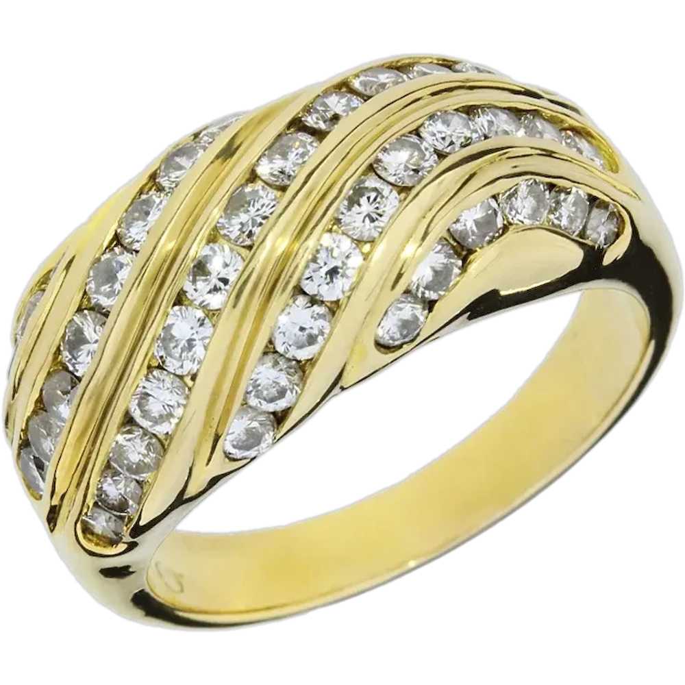 18K Yellow Gold 1.8ctw Natural Diamond Dome Ring - image 1