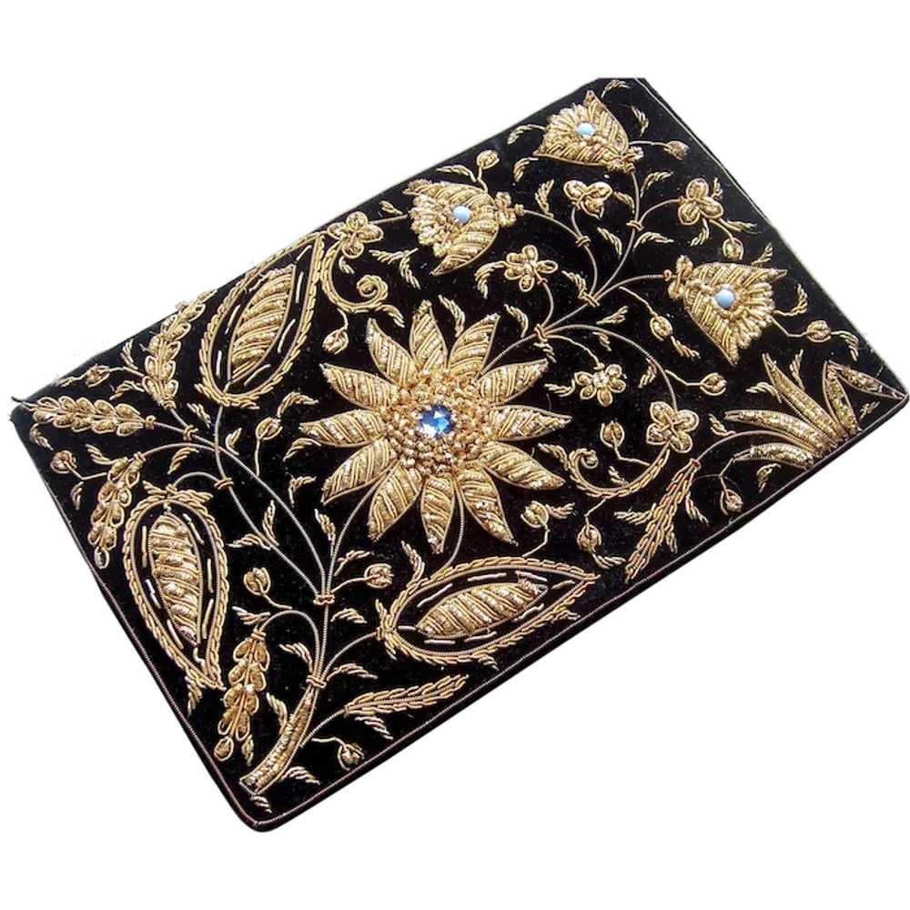 Embroidered evening purse with Zardozi embroidery… - image 1