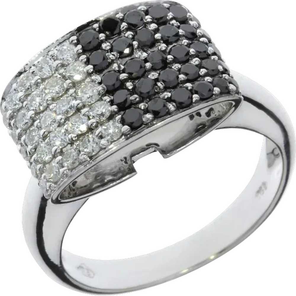 18K White Gold .92ctw Day and Night Diamond Ring - image 1