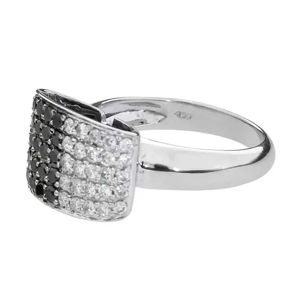 18K White Gold .92ctw Day and Night Diamond Ring - image 5