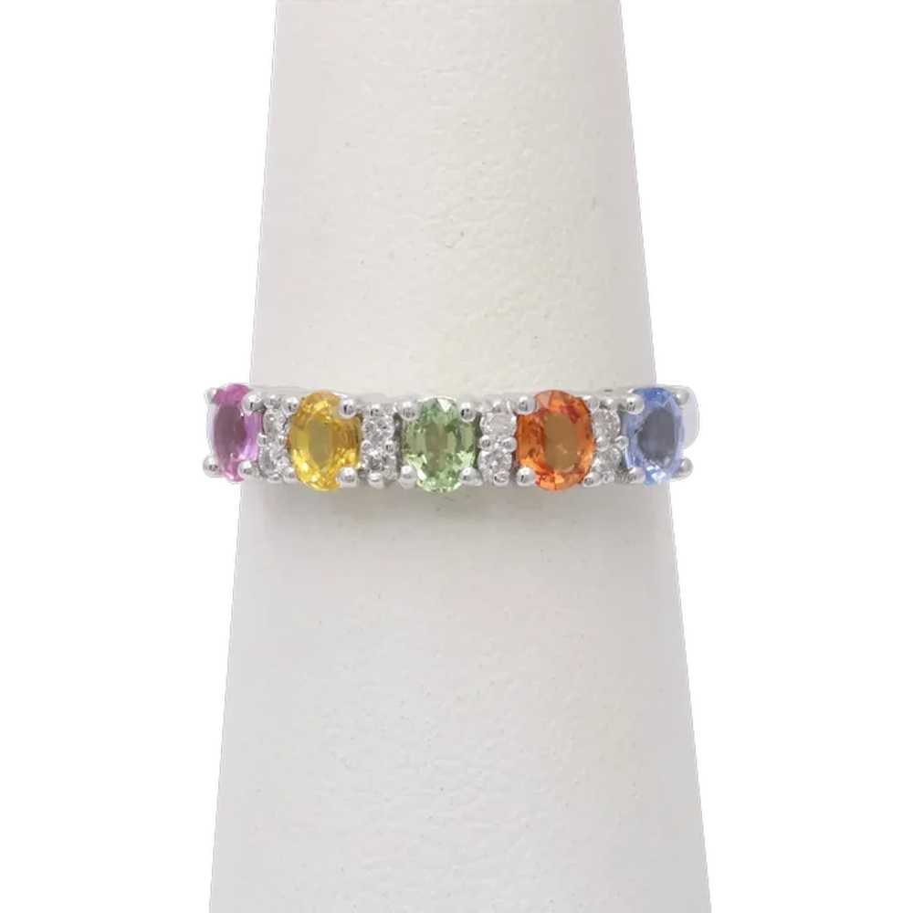 Fun 14K White Gold Multi Color Sapphire And Diamo… - image 1