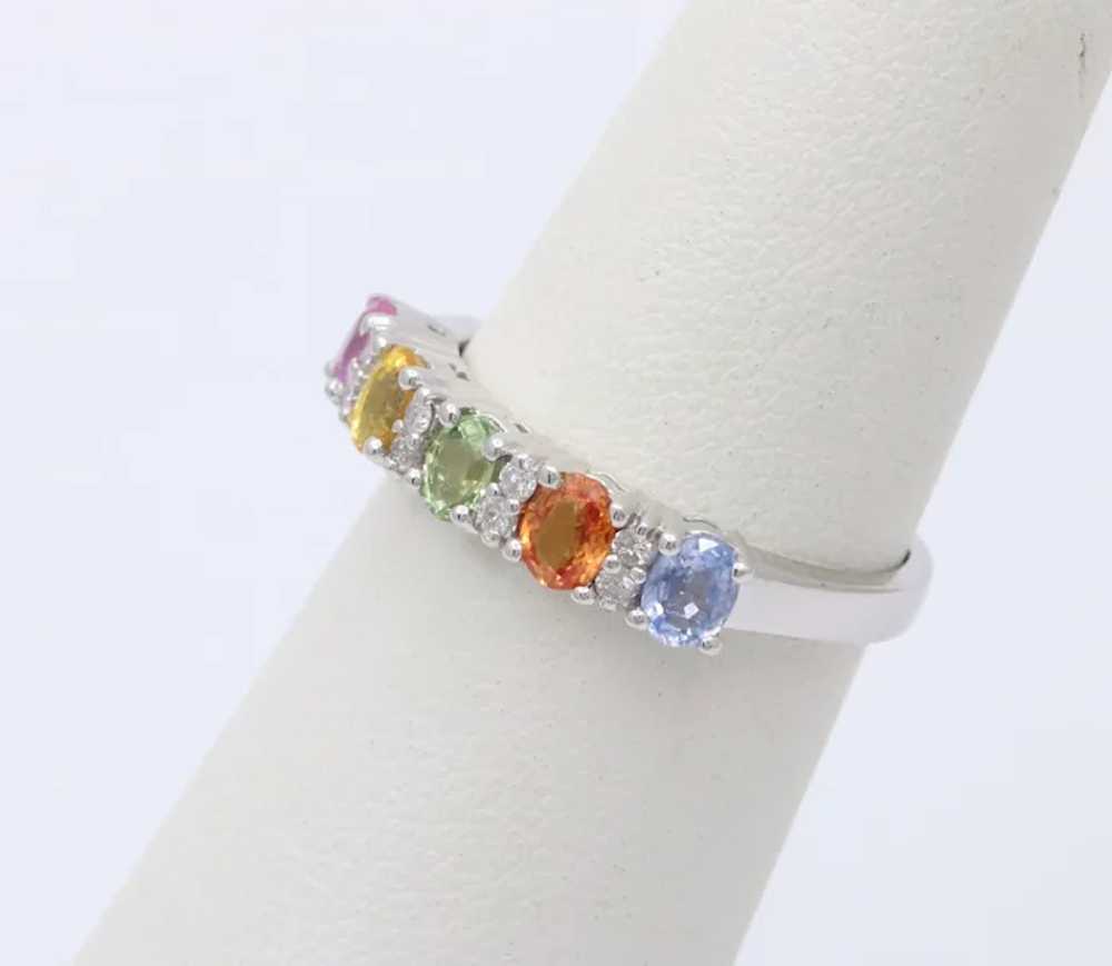 Fun 14K White Gold Multi Color Sapphire And Diamo… - image 2