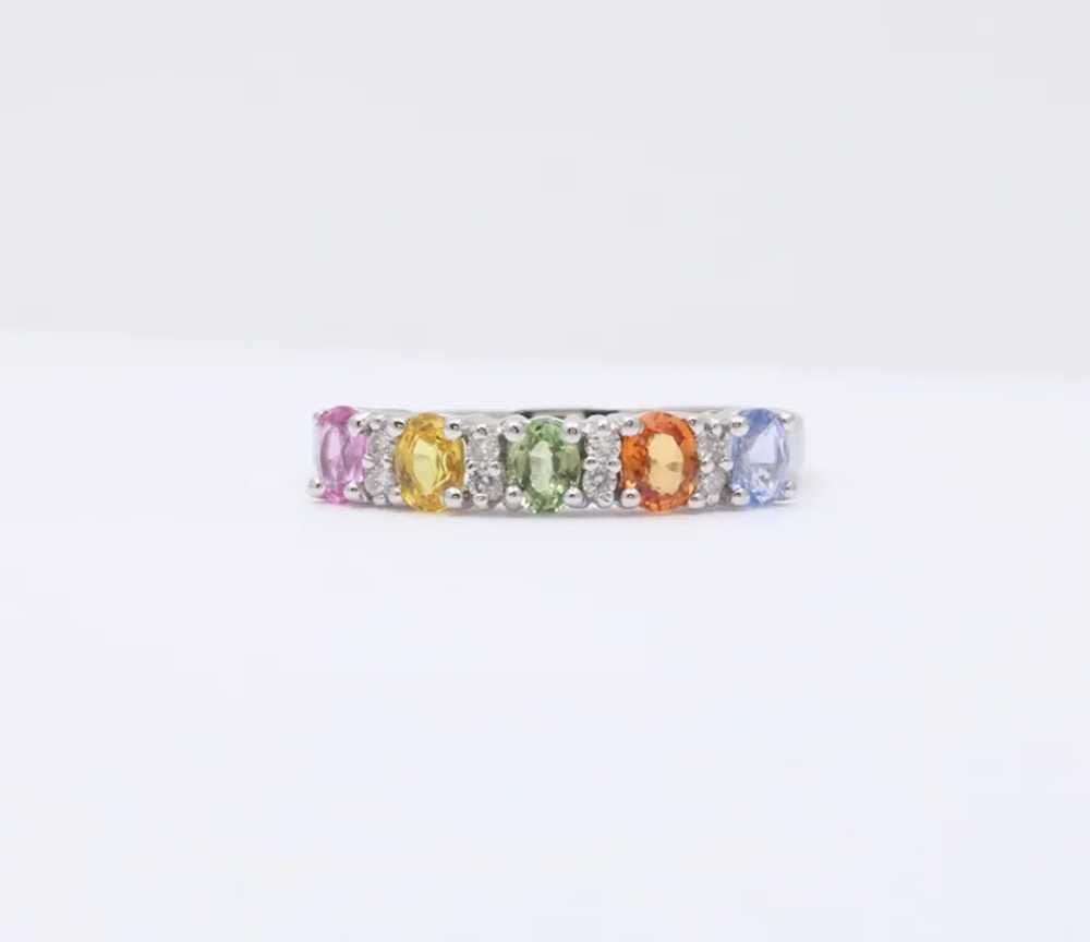 Fun 14K White Gold Multi Color Sapphire And Diamo… - image 3