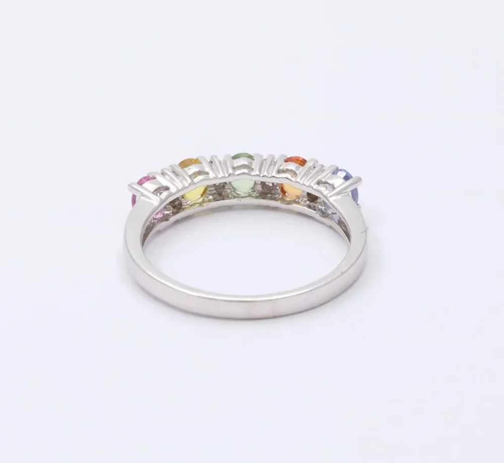 Fun 14K White Gold Multi Color Sapphire And Diamo… - image 5