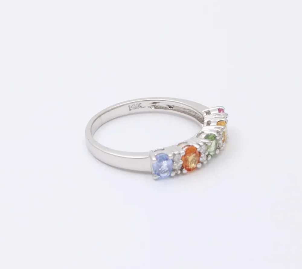 Fun 14K White Gold Multi Color Sapphire And Diamo… - image 6