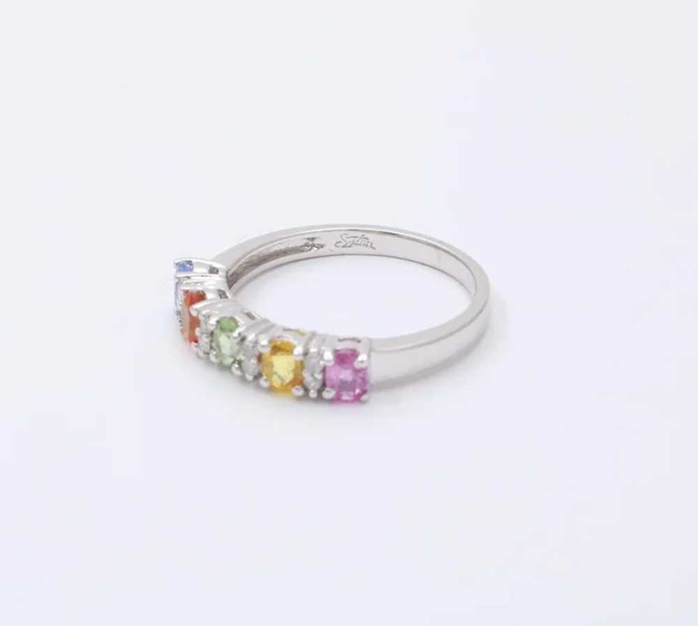 Fun 14K White Gold Multi Color Sapphire And Diamo… - image 7